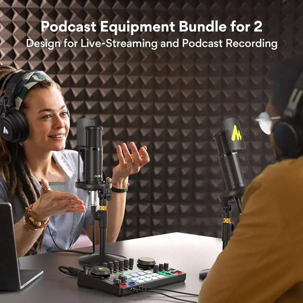 MAONO-MaonoCaster-Podcast Equipment Bundle for 2-includes All-in-one Audio Interface with Premium Mic Preamp,