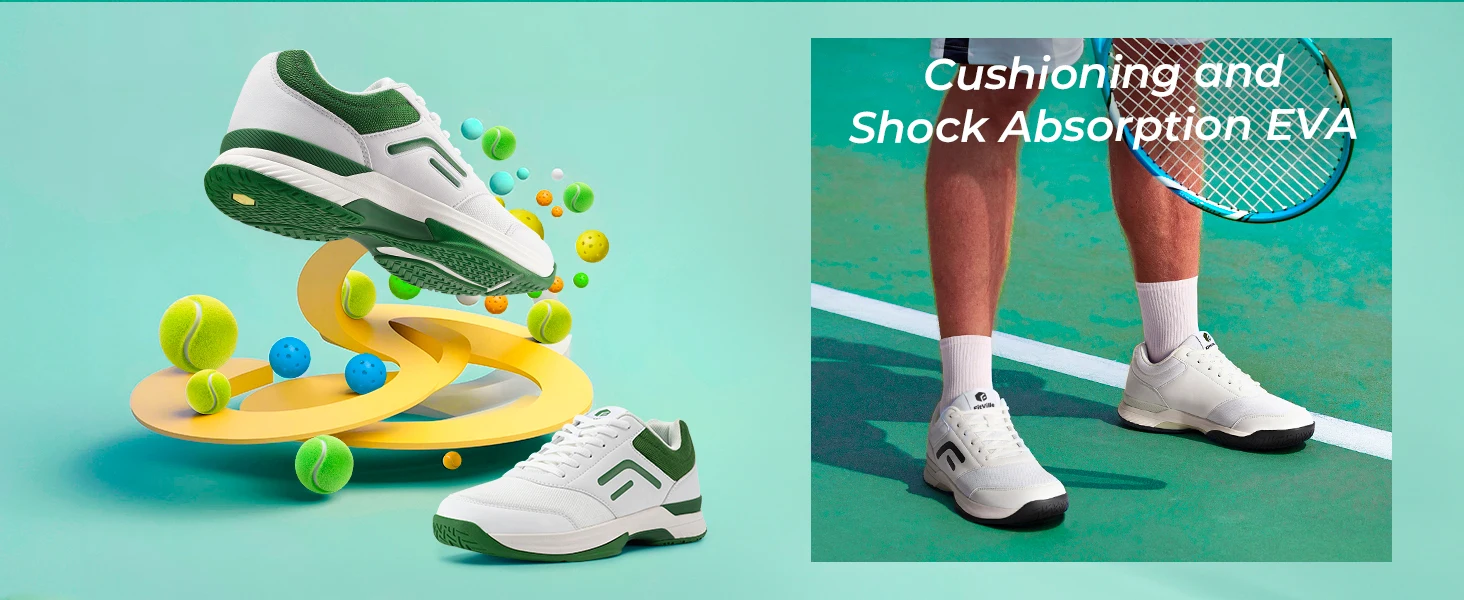 FitVille Pickleball-Schuhe mit breiter Zehenpartie, bequeme Tennisschuhe, lässige Sportschuhe für Herren, geeignet für Hartplätze und Racquetball, mit Dämpfung und Stabilität. – Detail 5