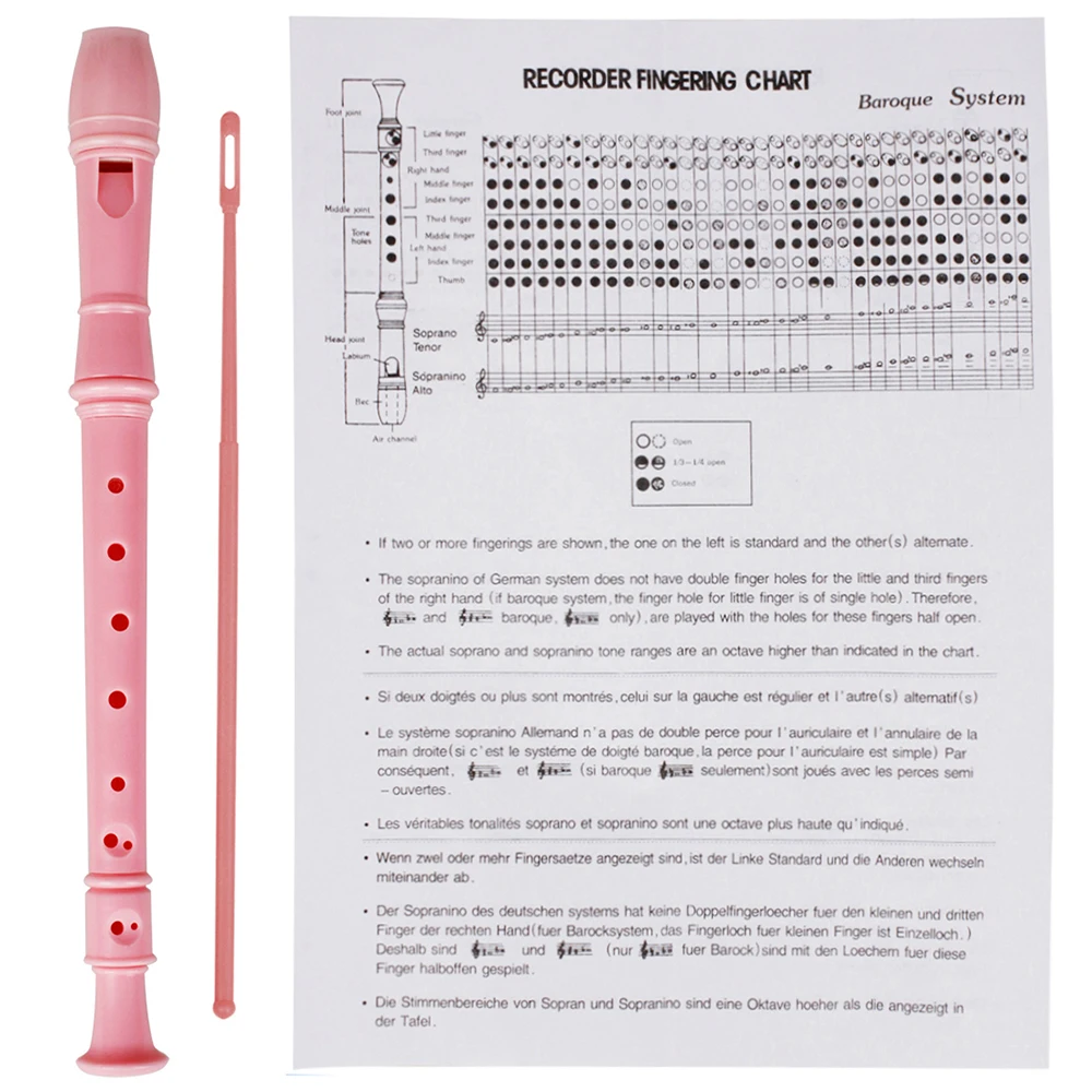 New 8 Holes Recorder Beginner Practice Training Special ABS Opaque Clarinet And Cleaning Stick Set Woodwind Flute