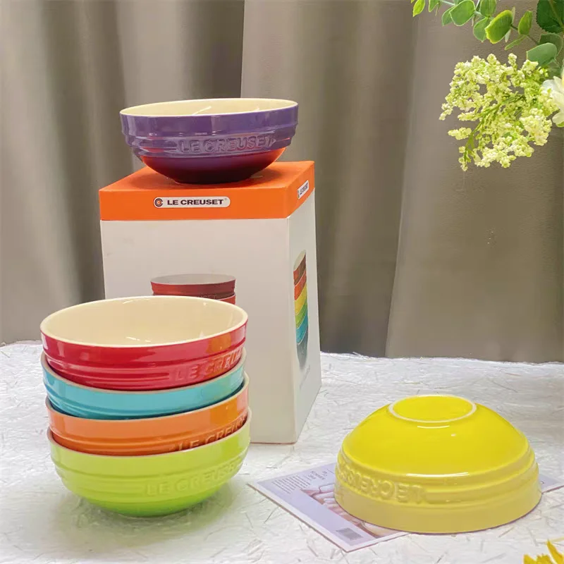 Le Creuset Cool Color Cerc-Schüssel für Salat, Suppe, Nudeln, Reis, rund, hoher ästhetischer Wert, französisches Sle-Geschirr-Set für den Heimgebrauch