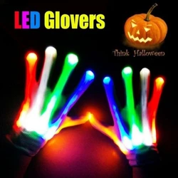 1PC  LED Luminous Gloves Halloween Party Light Props Luminous Flashing Skull Gloves Stage Costume Event Party Light Up Gloves