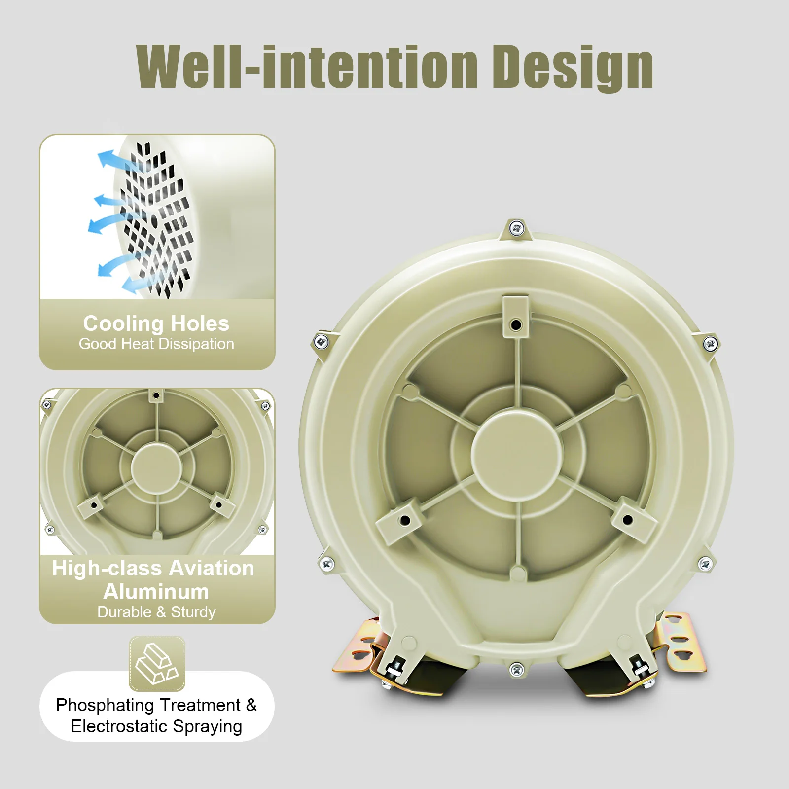منفاخ هواء عالي الضغط دوامي لتربية الأحياء المائية، منفاخ عالي الضغط بقدرة 370 وات لبركة المأكولات البحرية في حوض السمك، منفاخ هواء دوامي لخزان الأسماك #3