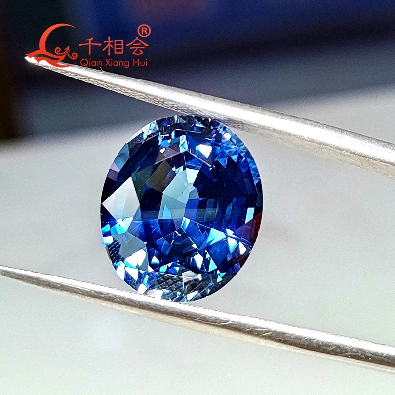 Thailand cut light  blue artificial Sapphire  oval shape clear  corundum gem stone for jewelry making clear one