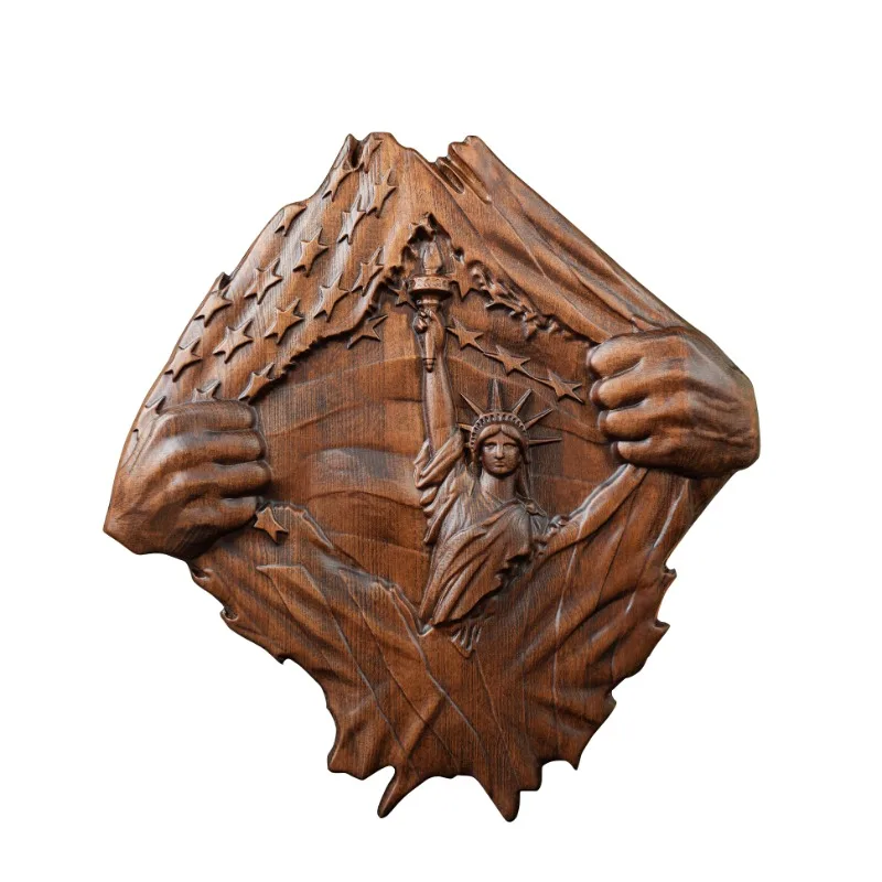 Vintage Wood Lady Liberty Wall Decor Art Sculpture Wall Hanging Art Decoration