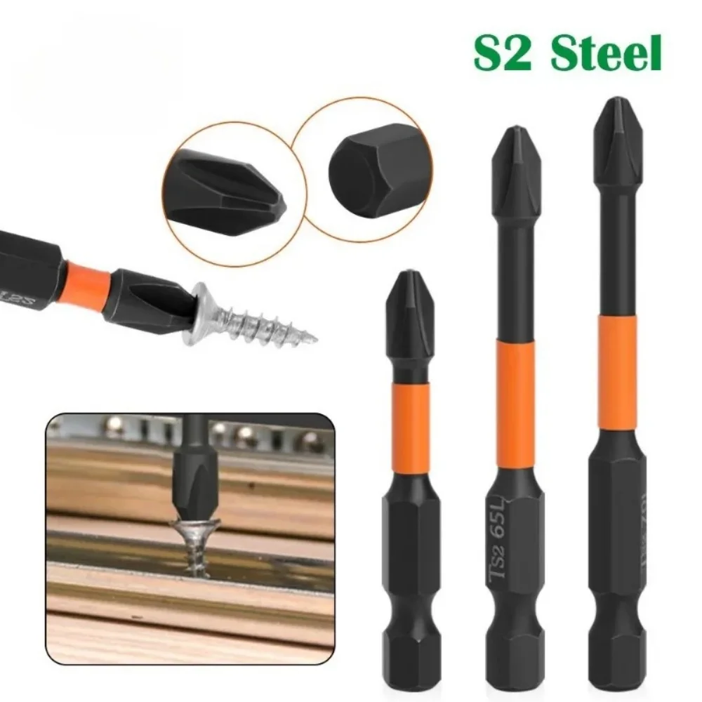 

3PC S2 Impact Strong Magnetic Anti Slip 50-70mm Electric Hand Drill Cross High Hardness Hand Drillbit Screw Electric Screwdriver