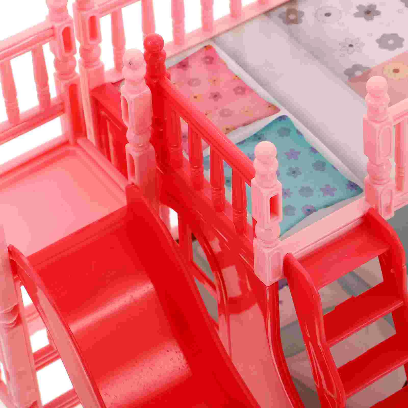 Muebles para casa de muñecas, literas a escala 1, 12 para niñas, modelo de dormitorio en miniatura