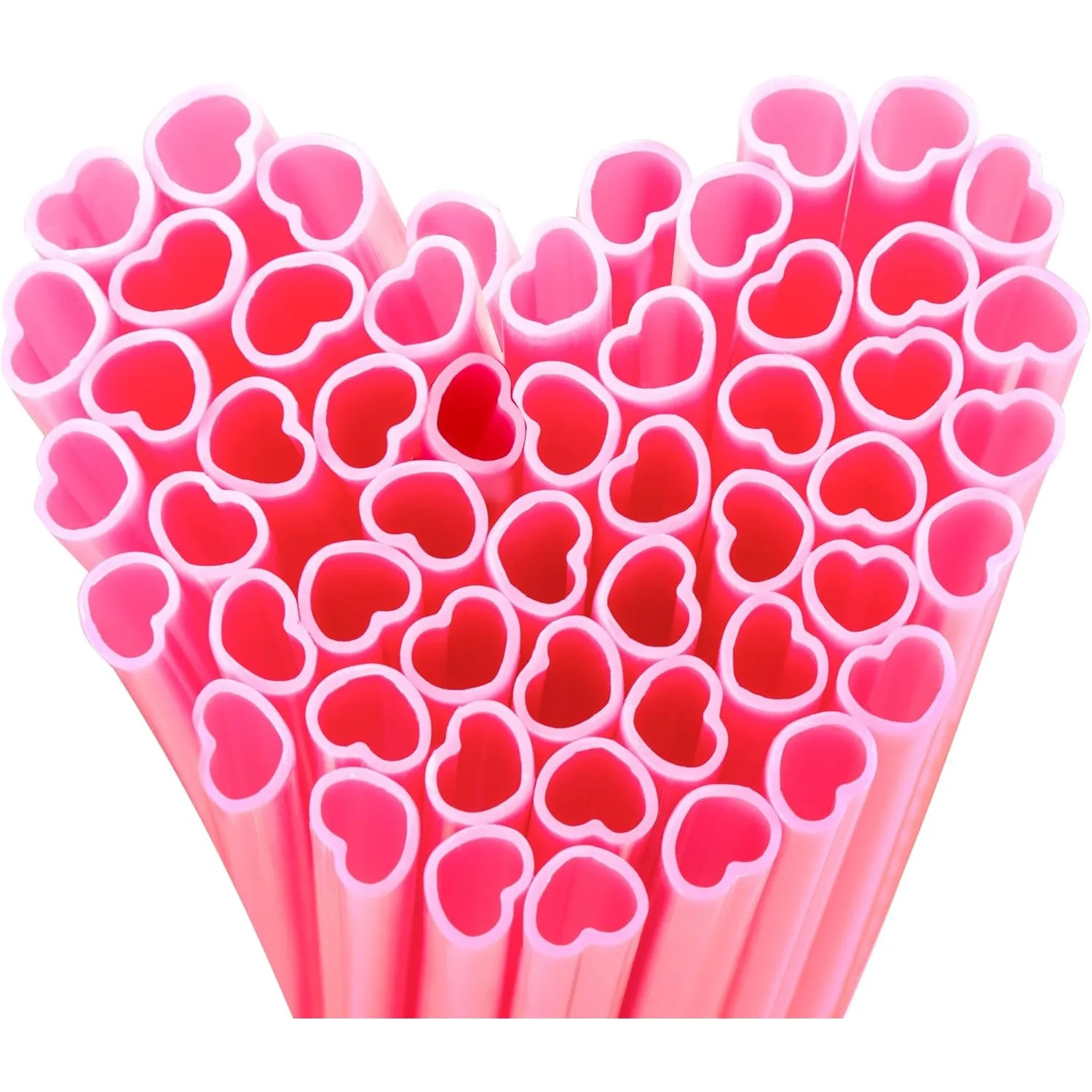 10/20/30Pink HeartShaped Straws,Individually Wrapped Drinking Straws for Valentines day/Wedding/Birthday Party/Cocktail Supplies