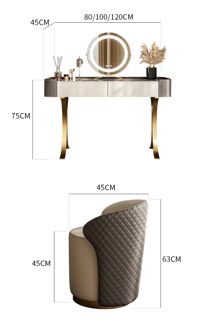 Italian Light Luxury Slate Small Bedroom Dresser Storage Cabinet Makeup Table All In One