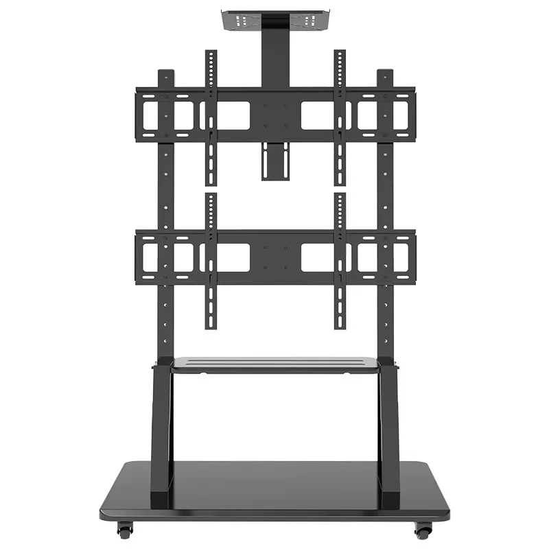 

Upper and lower dual screen TV mobile cart live broadcast commercial display floor stand Universal 32 55 65 75 inch