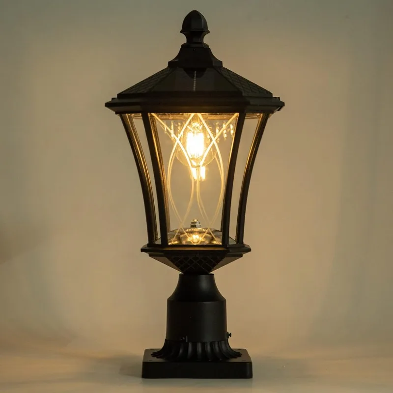 

Солнечная лампа с основанием для крепления на пирсинг, водонепроницаемая головка для столба от сумерения до рассвета с рисунком стекла, внешний вид