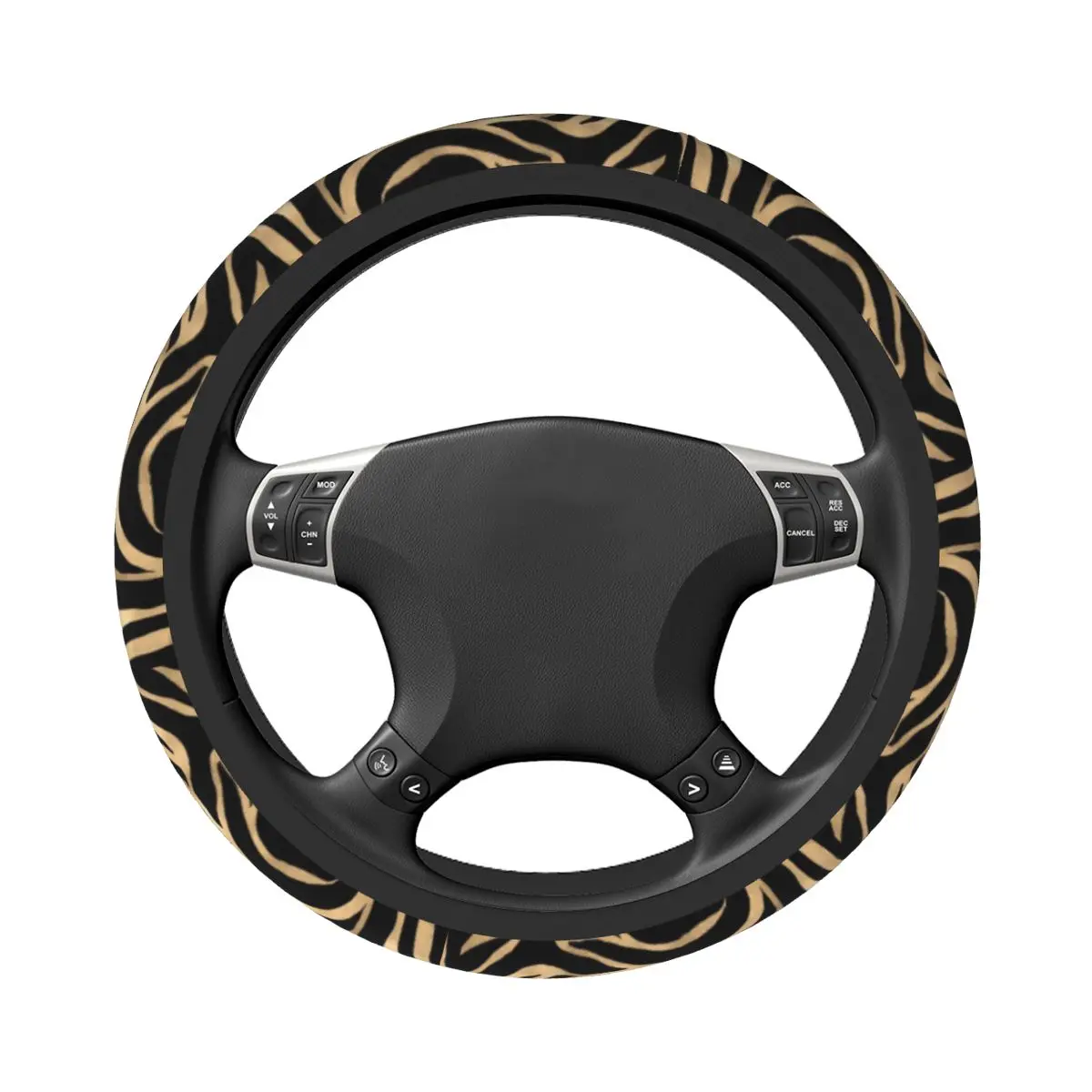 37-38 Steering Wheel Covers Elegant Metallic Gold Zebra Animal Skin Texture Braid On The Steering Wheel Cover Car Accessories