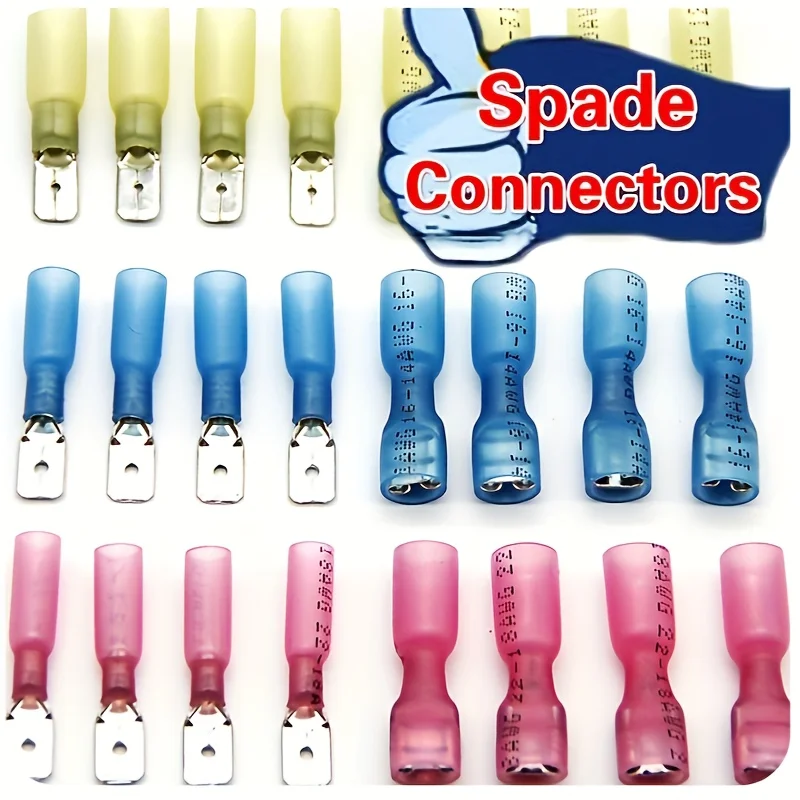 50/100PCS Heat Shrink Wire Spade Connectors Insulated Terminals Male Female Electrical Wire Crimp Terminal Quick Disconnects