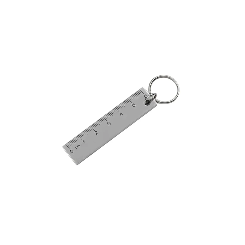 Titanium Steel Small Ruler Keychain Anti Loss Label, Male Creative Key Chain, Student Backpack Pendant,Non Fading, Lightweight