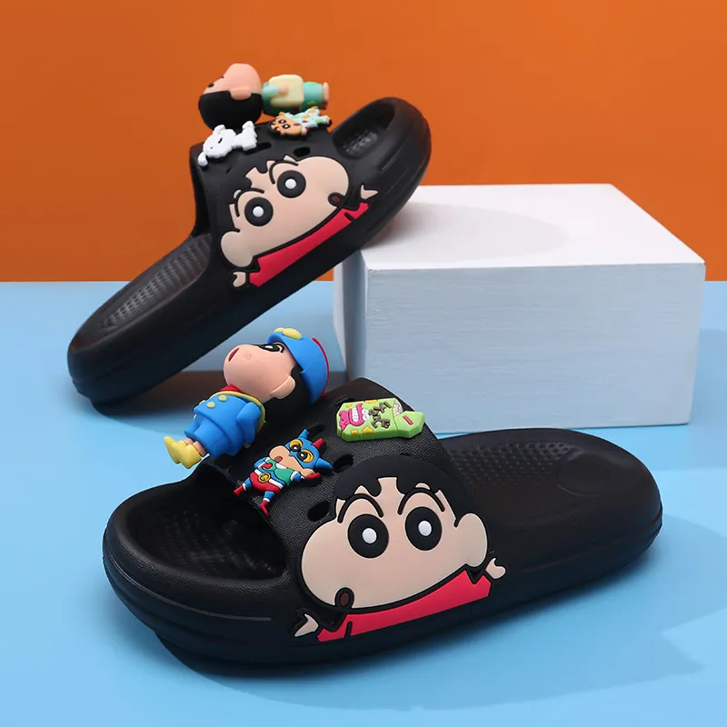 

Anime Cartoon Crayon Shin-Chan Boys Children Slippers Summer Sandals Indoor Shoes Bathroom Non-Slip Soft Sole 3D Doll House Shoe