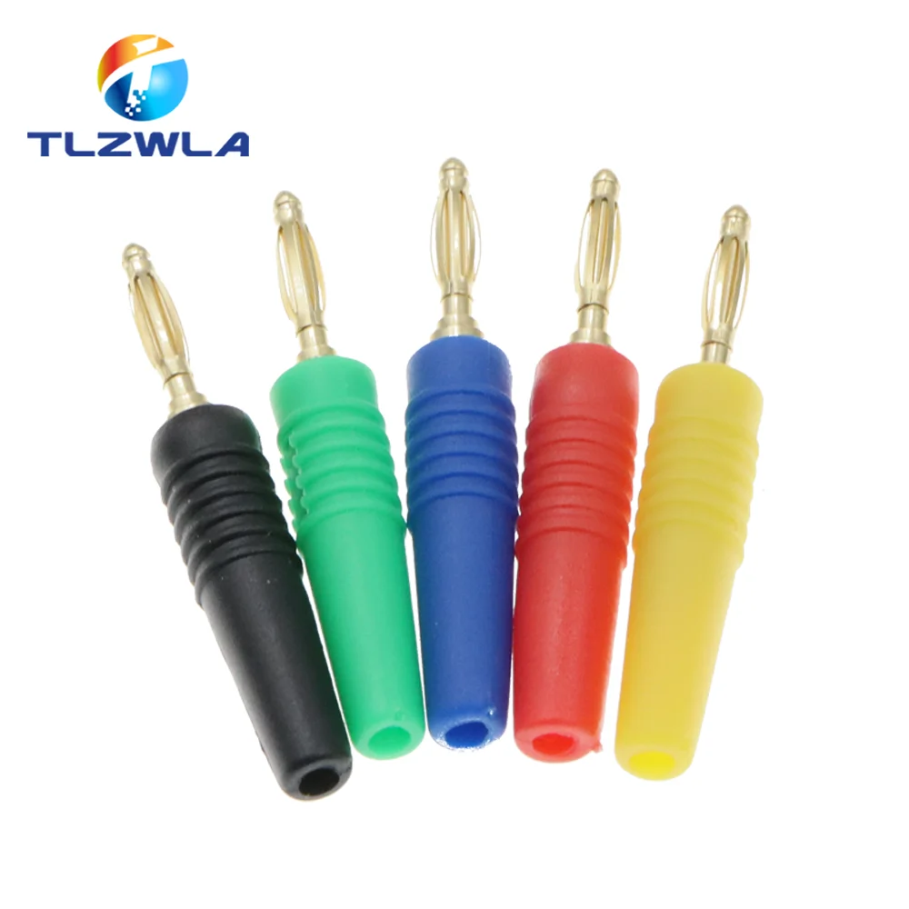 5PCS 2MM Gold Plated Banana Plug Electrical Connector Adaptor 5 Colors Black/Red/Yellow/Green/Blue