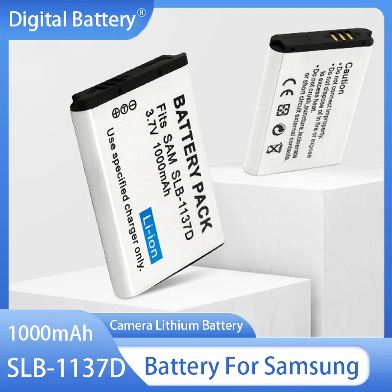 SLB-1137D Camera Battery 1000mAh Rechargeable Battery For Samsung NV100HD TL34HD NV106 HD i85 i100 L74 i80 NV1 NV24HD NV40