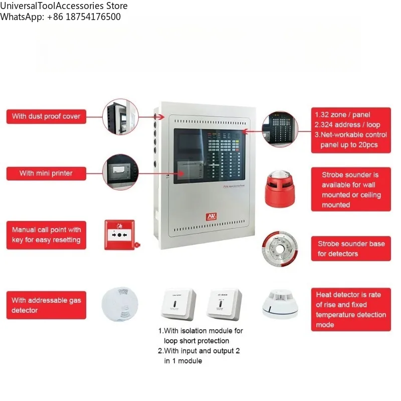 EN-54 Standard Fire Alarm Control Panel 1-8 Loop Addressable LPCB Approved F-Ire Alarm System