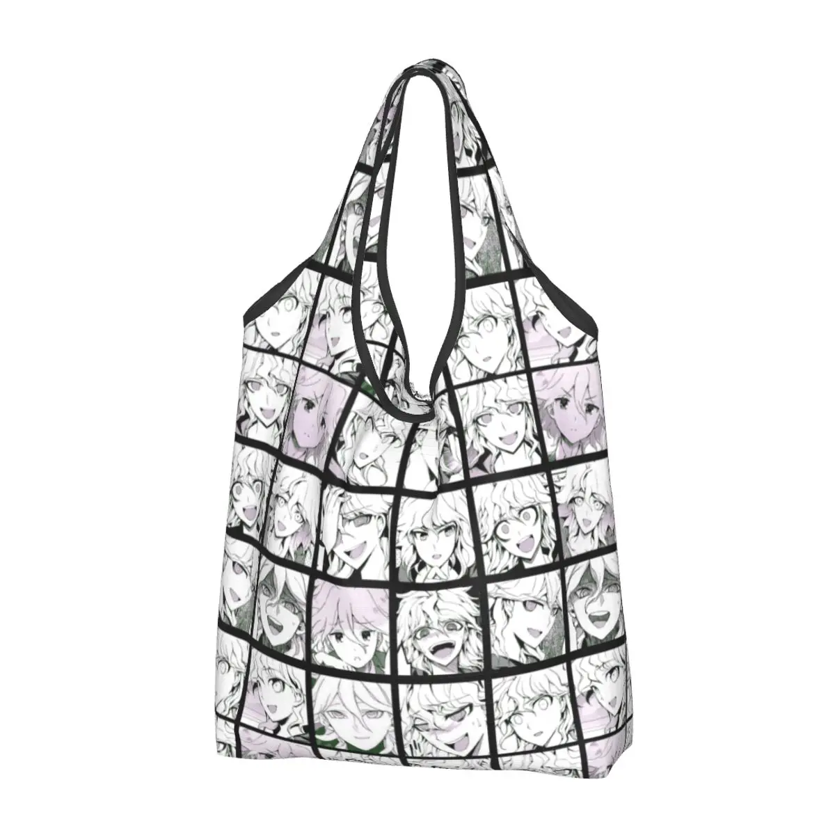 

Nagito Manga Grocery Bags Durable Large Recycle Foldable Heavy Duty Danganronpa Anime Shopping Eco Bag Washable Attached Pouch
