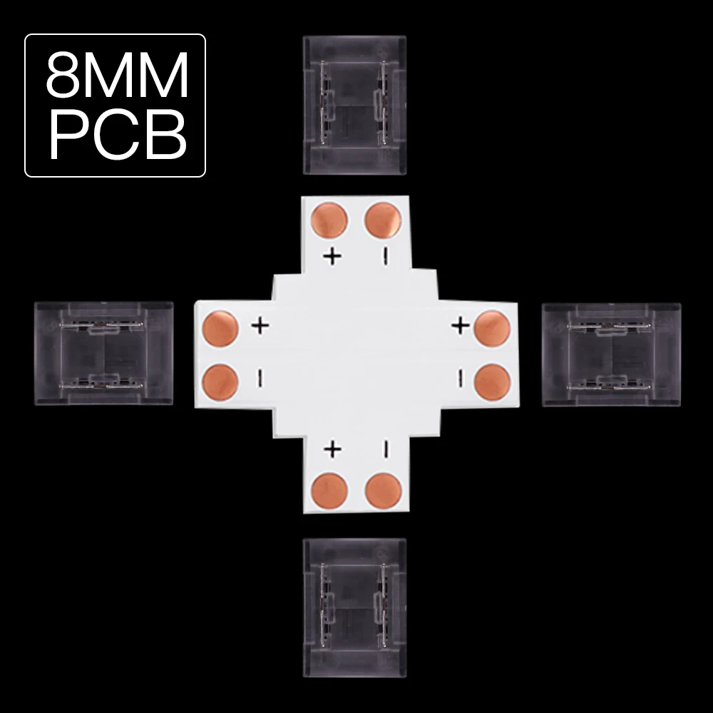 I L T X Shape 8MM 10MM Middle Corner Connector Use For 12V 24V 2Pin Single Color COB LED Strip