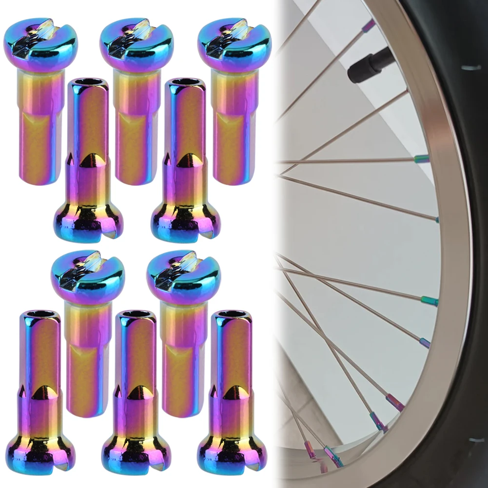 

10Pcs Bike Spoke Nipples Aluminum Alloy 14G Colorful Spokes Nipples Cycling Wheel Spoke Nipples for Mountain Road Bicycles