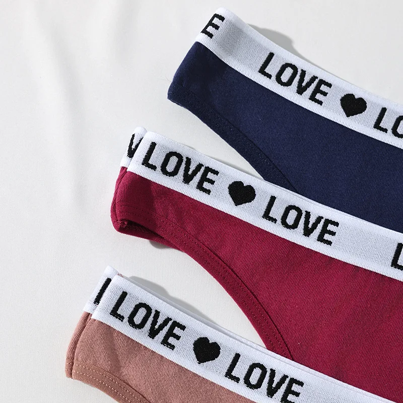 7Pcs Women Sexy Thongs Low Waist Panties Underwear Letter Girls Briefs Cotton G-String Breathable Ladies Panty Female Lingerie