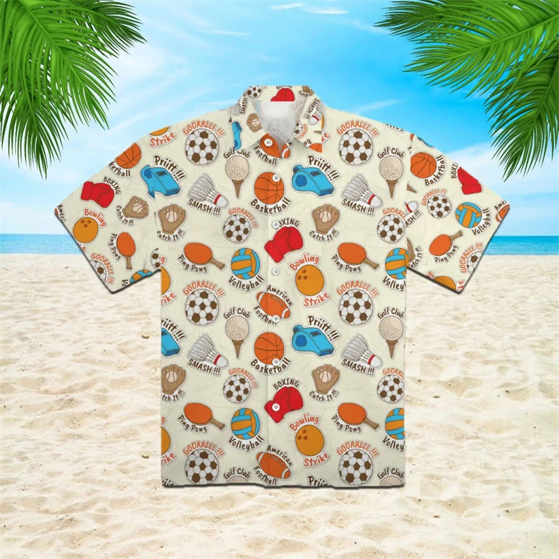 Mens Designer Clothing Balls 3D Print Shirts Oversized Summer 2024 Travel Hawaii Beach Hawaiian Harajuku Fruits Camisa Masculino