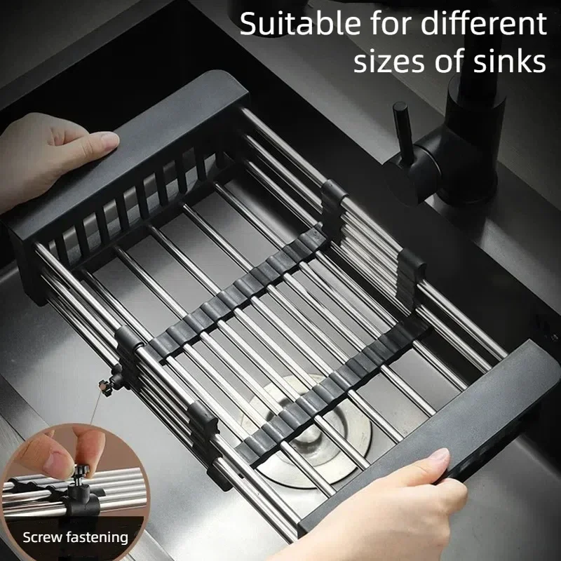 Sink Dish Drying Rack Expandable Dish Rack for Kitchen Sink Metal Dishing Drainer Kitchen Sink Organizer for Vegetable and Fruit