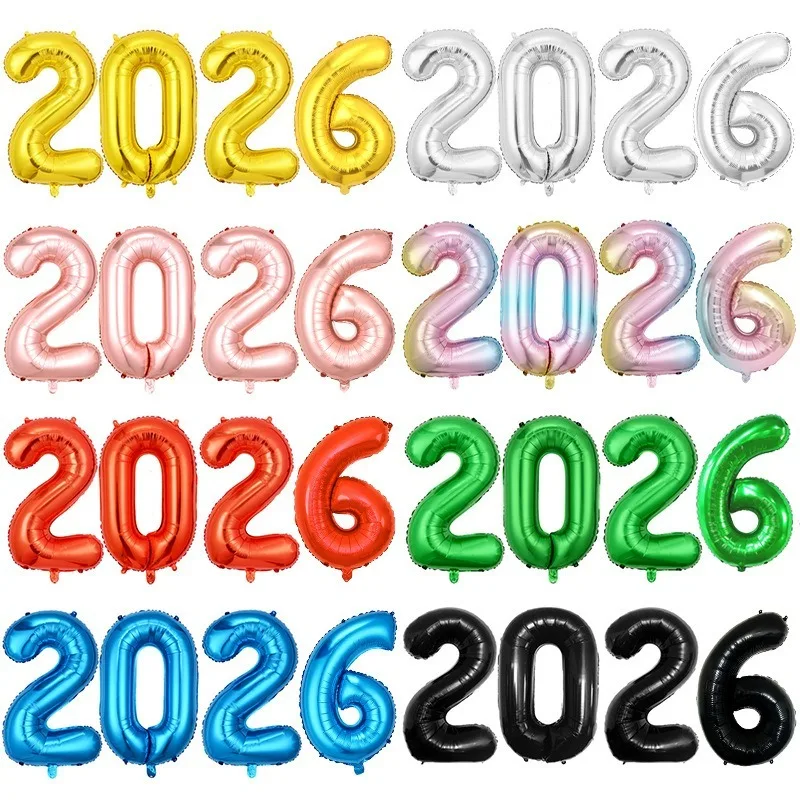 2026 Giant Number Balloons Friendly New Year Decoration Birthday Party Backdrop Chinese New Year Horse Anniversary Celebration