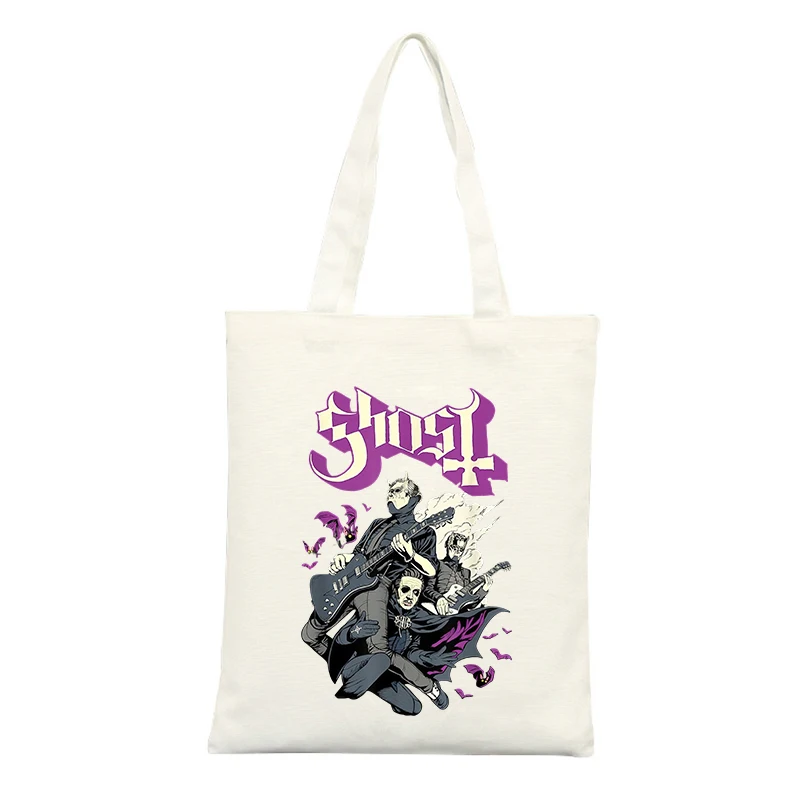 Canvas Tote Bag with Skeleton and Guitar Graphic, Ideal for Casual Use and Music-inspired Outings