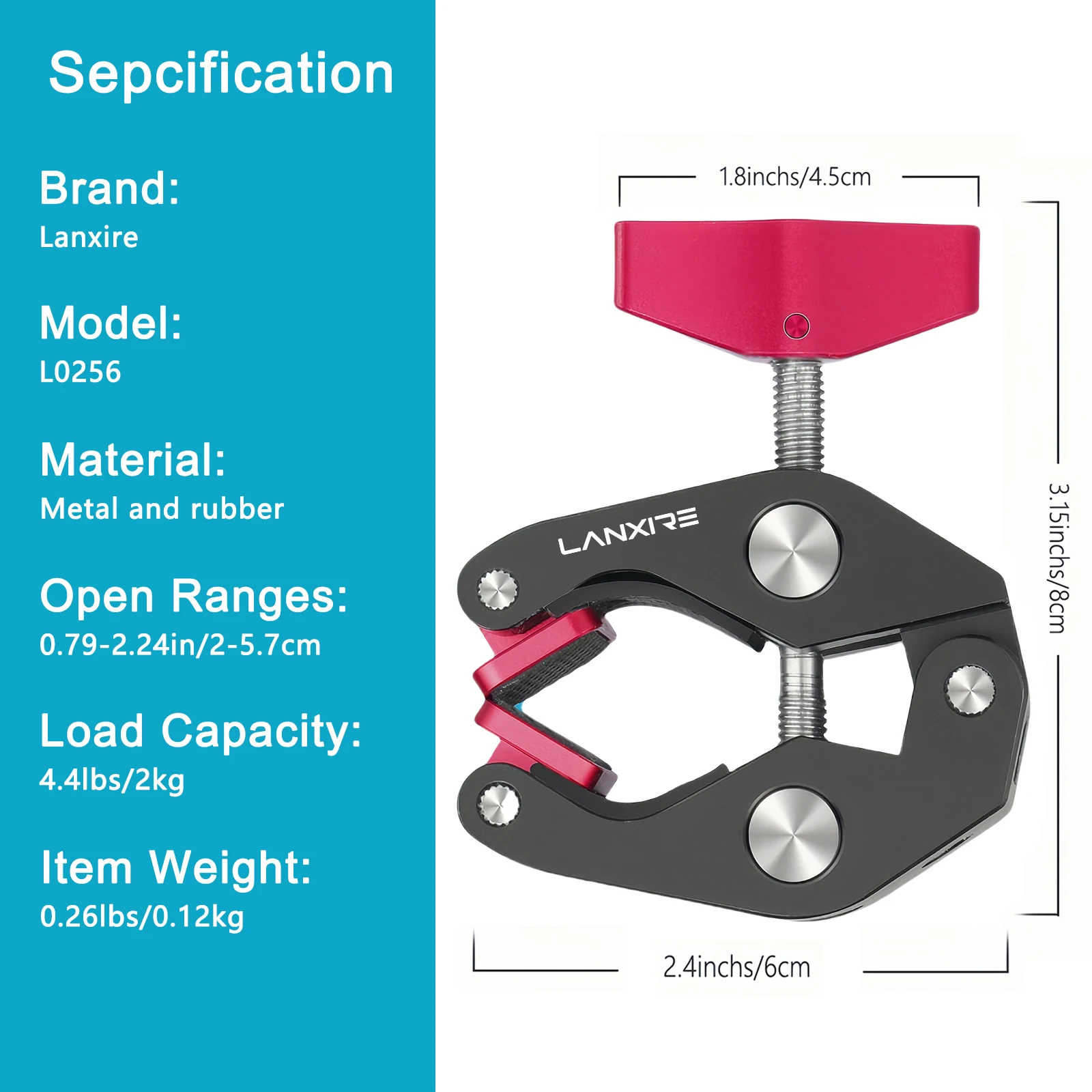 Lanxire Camera Mount Clamp Clip Clamp with 1/4\