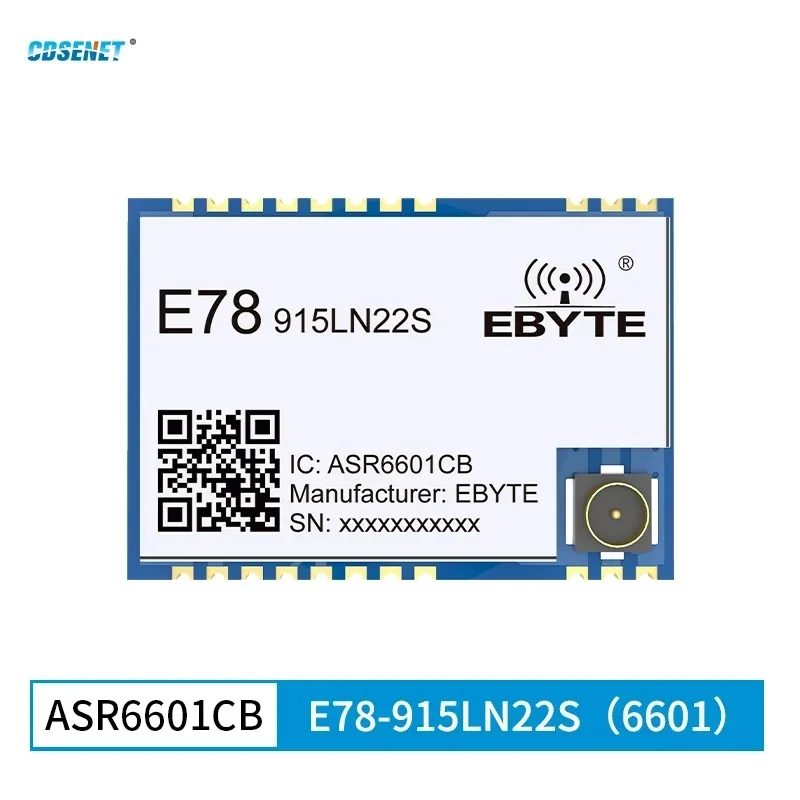 ASR6601 915MHz Lorawan Soc Wireless RF Module CDSENET E78-915LN22S(6601) 21dbm 5.6Km Low Power Antenna Stamp Hole / IPEX