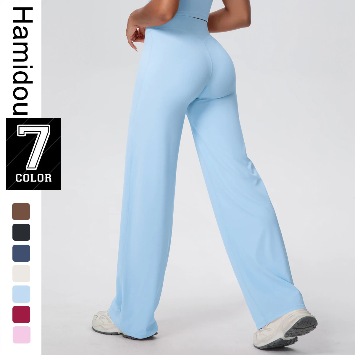 

Быстросохнущие тонкие свободные широкие брюки для йоги, женские спортивные брюки с подъемом ягодиц персикового цвета для йоги, спортивные брюки-клеш для бега в тренажерном зале