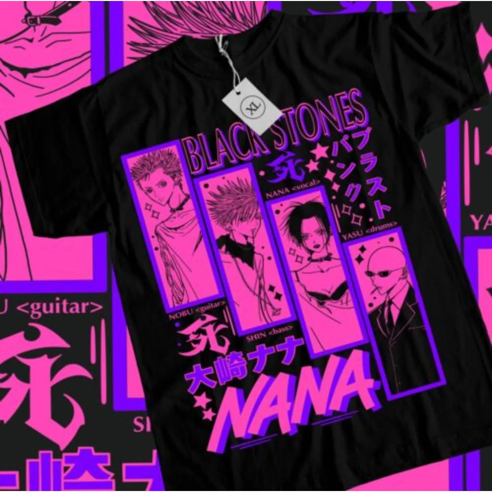 

Japanese Anime T-shirts Nana Osaki Unisex T-Shirt Black Stones Manga Anime Graphic Tee Shirt All Size Clothes for Men