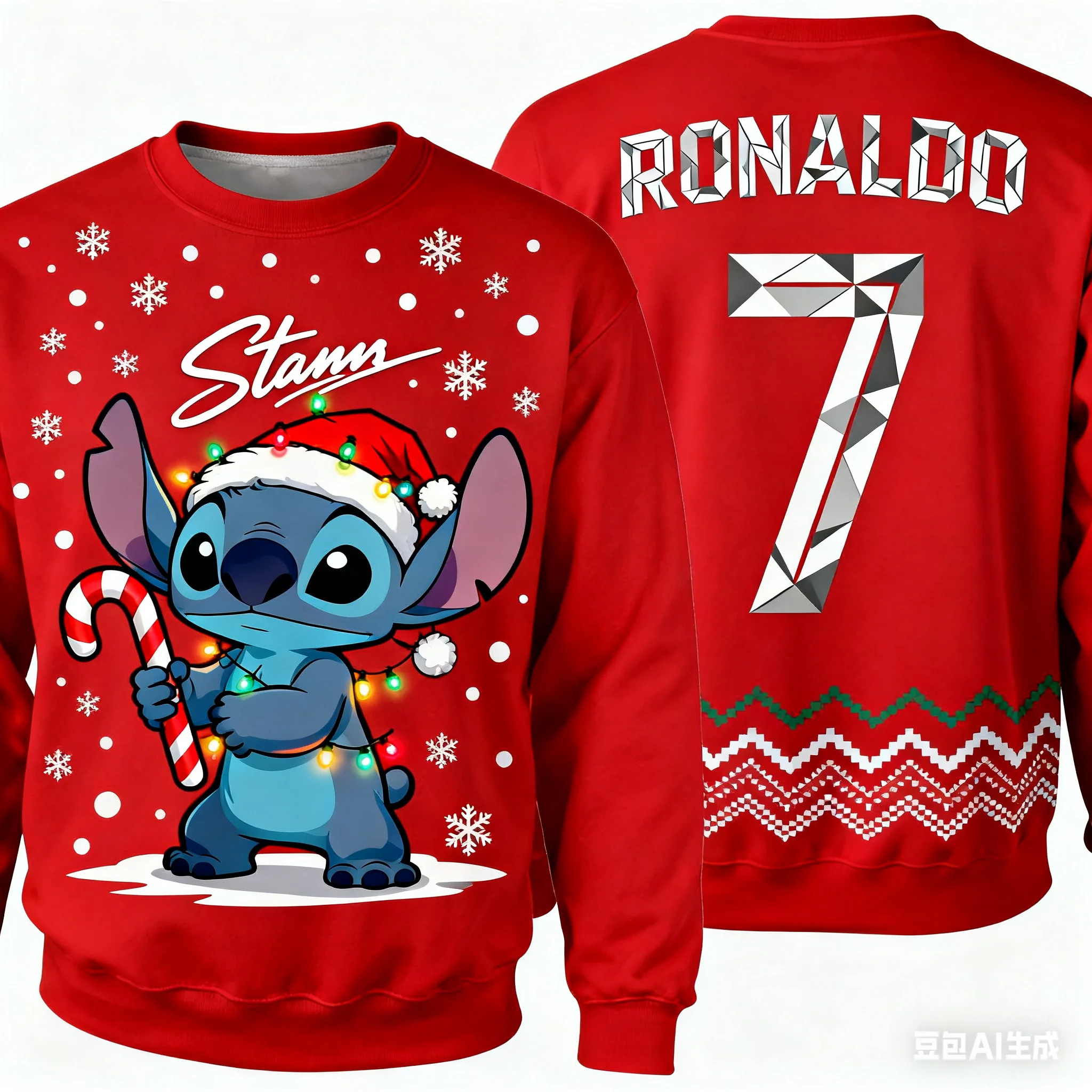 ديزني غرزة عيد الميلاد رونالدو بلوزات ثلاثية الأبعاد طباعة الخريف موضة الترفيه Y2K الأطفال هوديس الرجال والنساء بلوزات #3