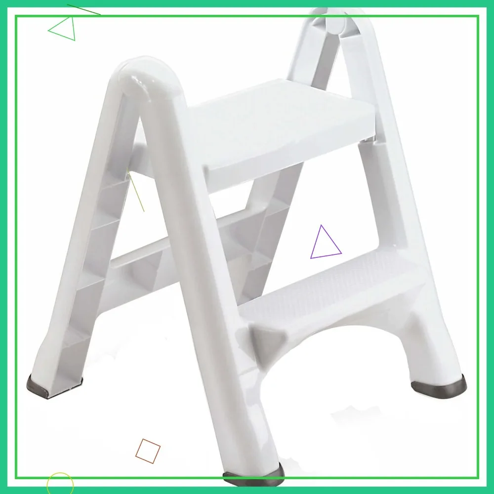 

14-дюймовая высокая белая складная стремянка, выдерживает нагрузку до 300 фунтов (136 кг) для взрослых и детей, идеально подходит для использования на кухне/в ванной/в библиотеке
