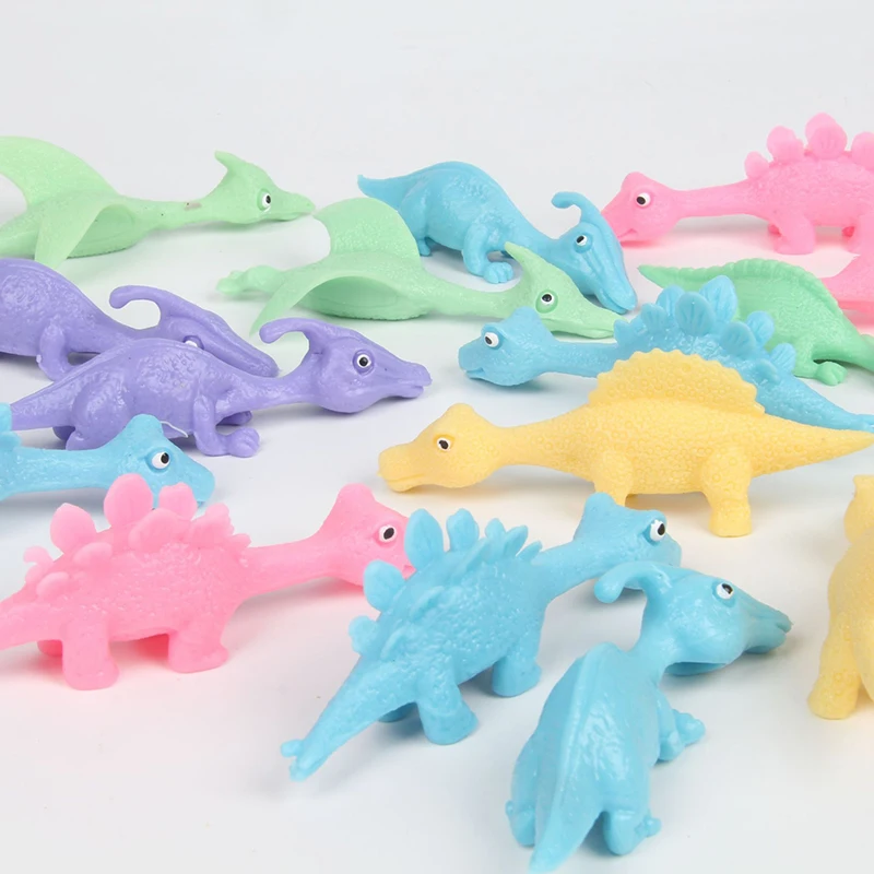 5-30 PCS Dinosaur Finger Catapult Decompression Toy TPR Finger Dinosaurs Slingshot for Kids Birthday Party Pranks Random Colour