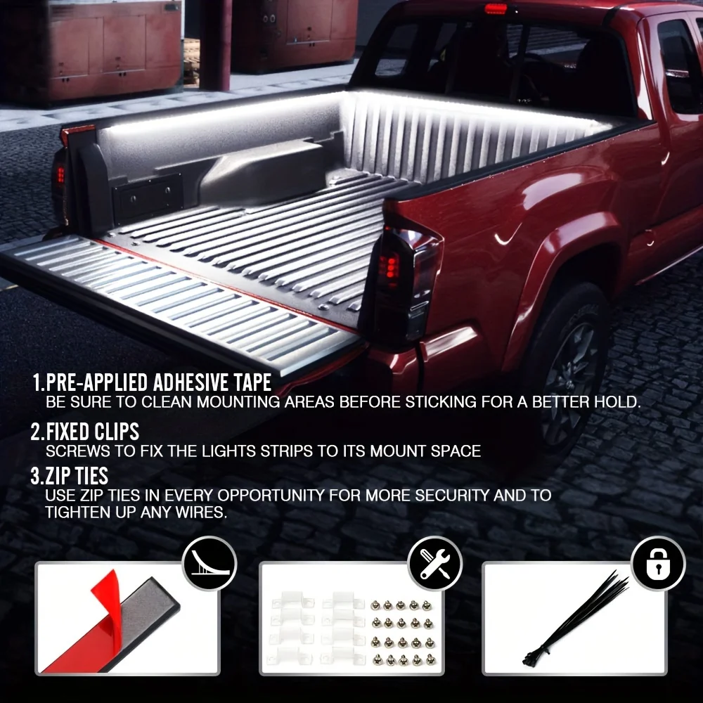2in1 3in1 백색 LED 트럭 침대 빛 스트립 150cm 화물 픽업 트럭 SUV RV 보트 장식 램프에 대 한 On/Off 스위치 블레이드 퓨즈 썸네일 5
