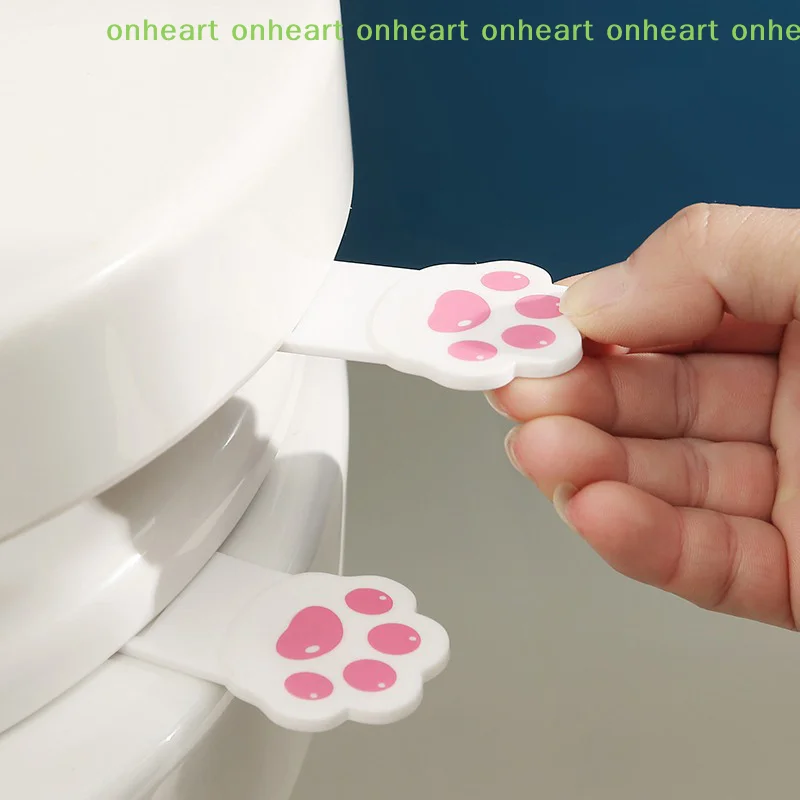 

[C]Cute Cartoon Toilet Lid Lifter Creative Cat Claw Shape Toilet Handle Plastic Convenient Clamshell Opener Bathroom Home Supply
