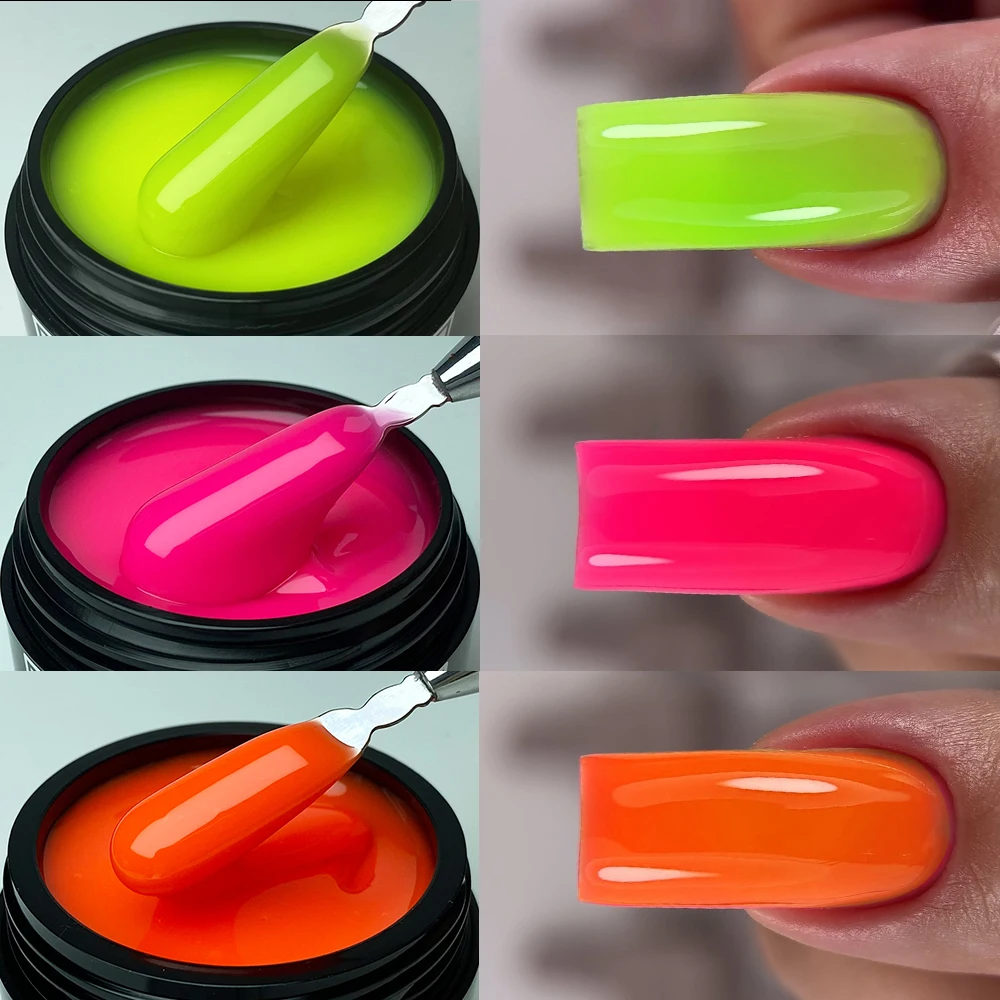 Jillnails néon Gel constructeur 50G néon vert rose Orange rouge jaune constructeur UV dur Gel pour Extension d'ongles