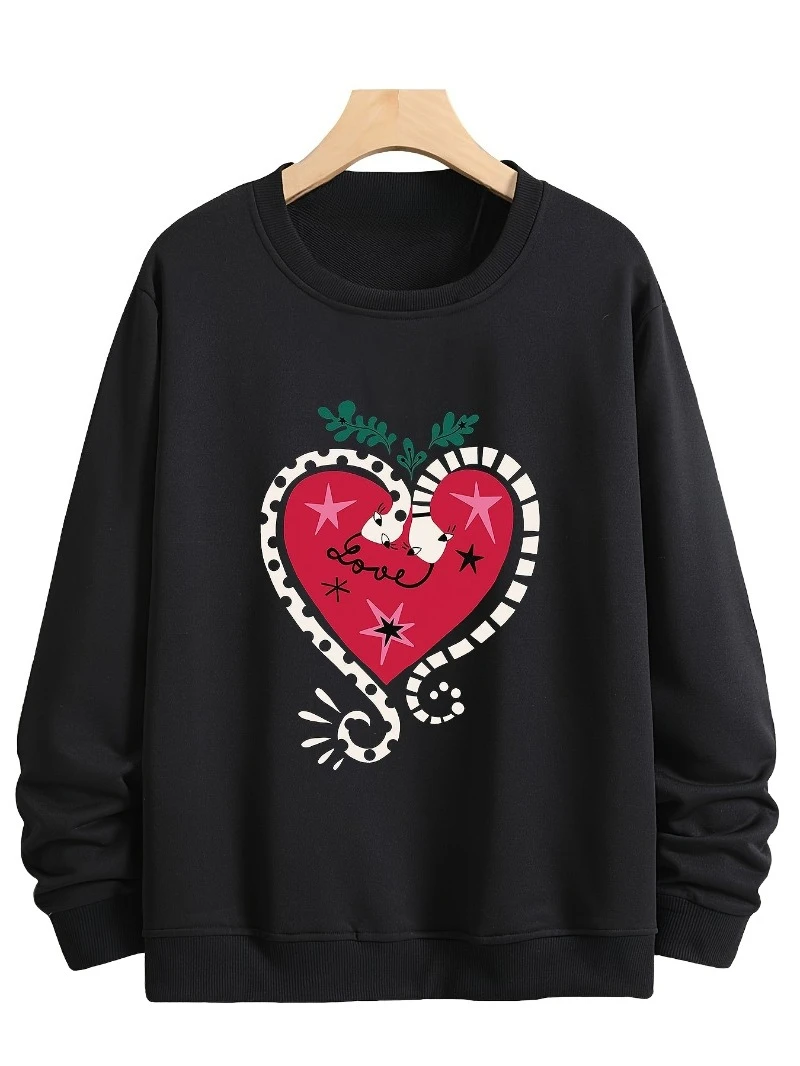 

New Year Sweater Valentines Day Mens Warm Pullover 2025 Autumn and Winter Round-neck Hoodie Is for Both Men and Women Top