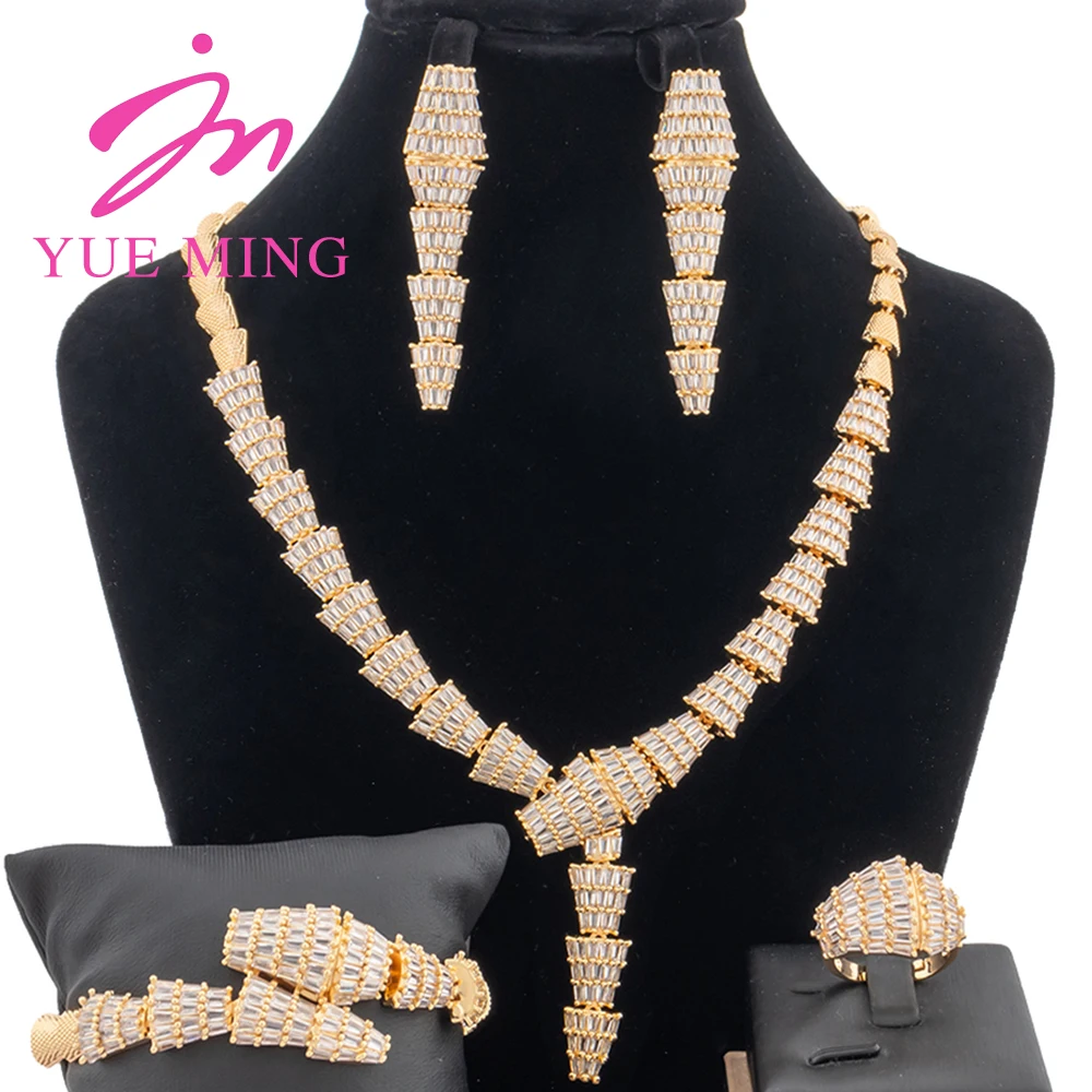 

YM Jewelry Sets Wome Zircon Snake Shape Pendant Fashion Bridal African Gold Color Necklace High Quality Earrings Bracelet Ring