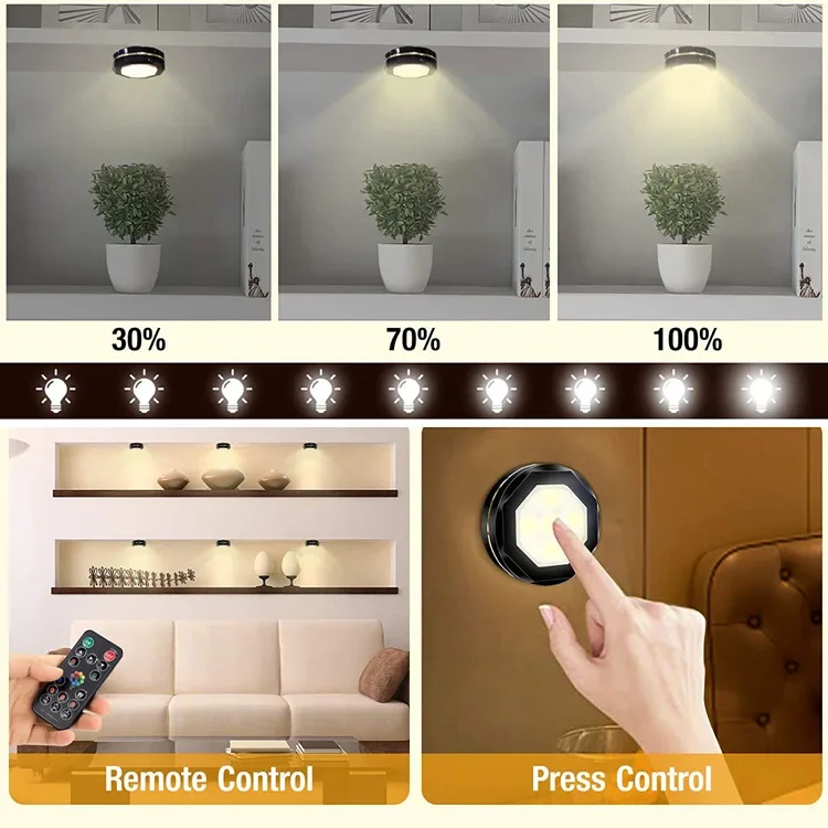 16 Colors LED Under Cabinet Light Battery Powered Wall Lamp Wireless Touch Sensor LED Puck Lights For Kitchen Closet Night Lamp