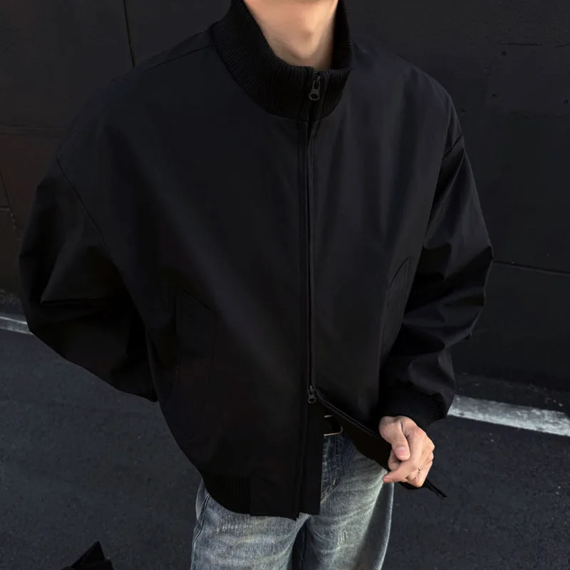 Spring Beige Jacket Men Casual Black Motorcycle Jacket Men Streetwear Hip-hop Loose Bomber Jacket Mens Baseball Jackets Coat