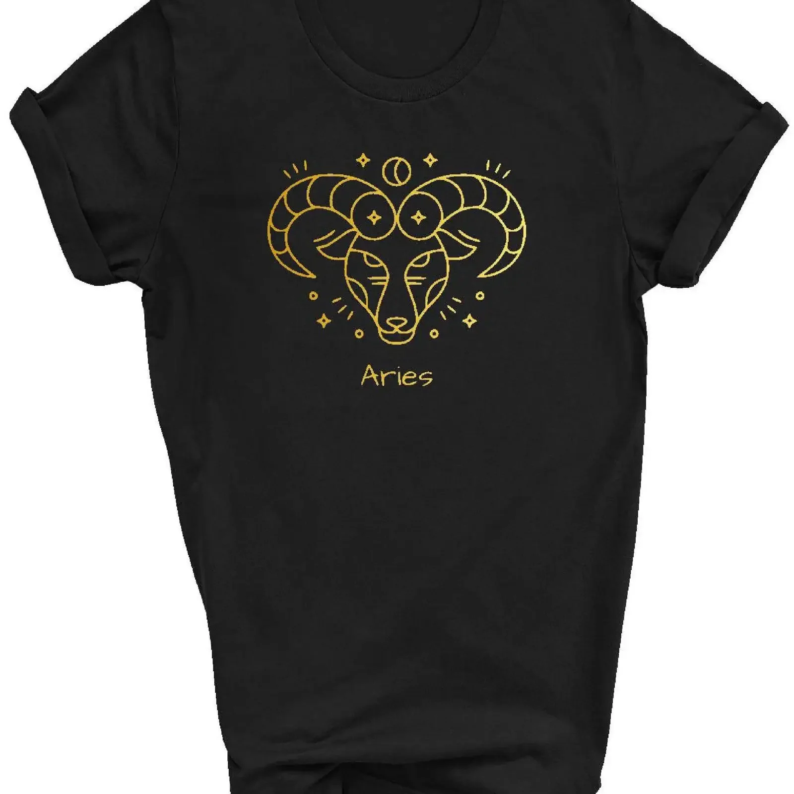 Aries Zodiac T shirt 100 Cotton Astrology Star Sign vintage Washed Casual Soft streetwear Versatile Stylish Comfortable
