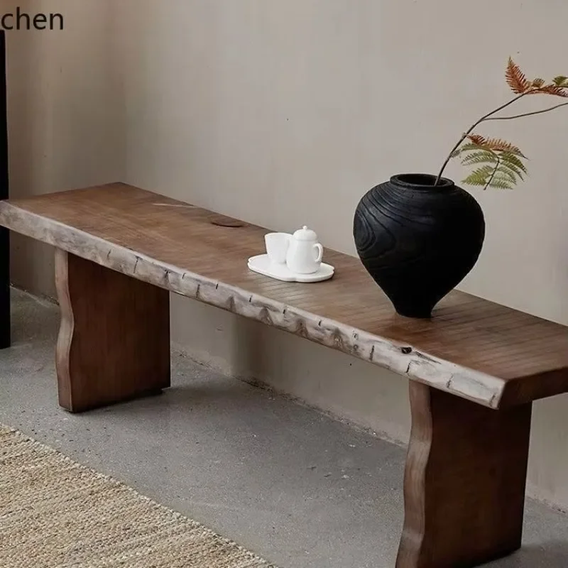 DSA Wabi-Sabi Style Irregular Doorway Wall Shoe Changing Bench Clothing Store Simple Long Strip Bench