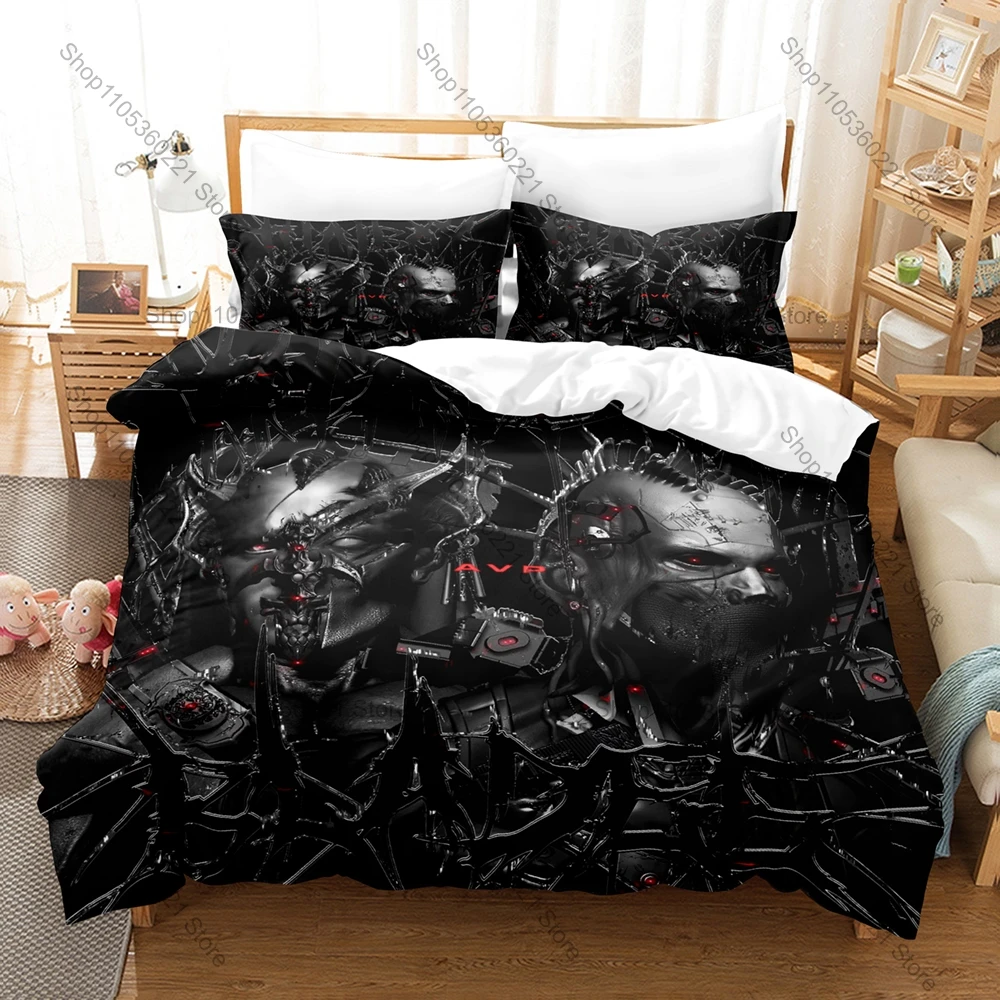 3PCS Drain Gang DMN Pattern Bedding Set Duvet Cover + 2 Pillowcases Breathable Polyester Cloud Rap Bedding Teen Bedroom Decor