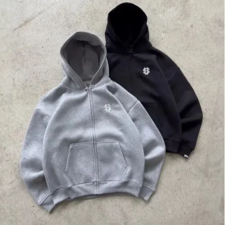 

Elastic Zipper Hoodie Sweatpants Streetwear Hip Hop Casual Set High Street Sle Youth Trend Cotton Polyester Blend Long Pants