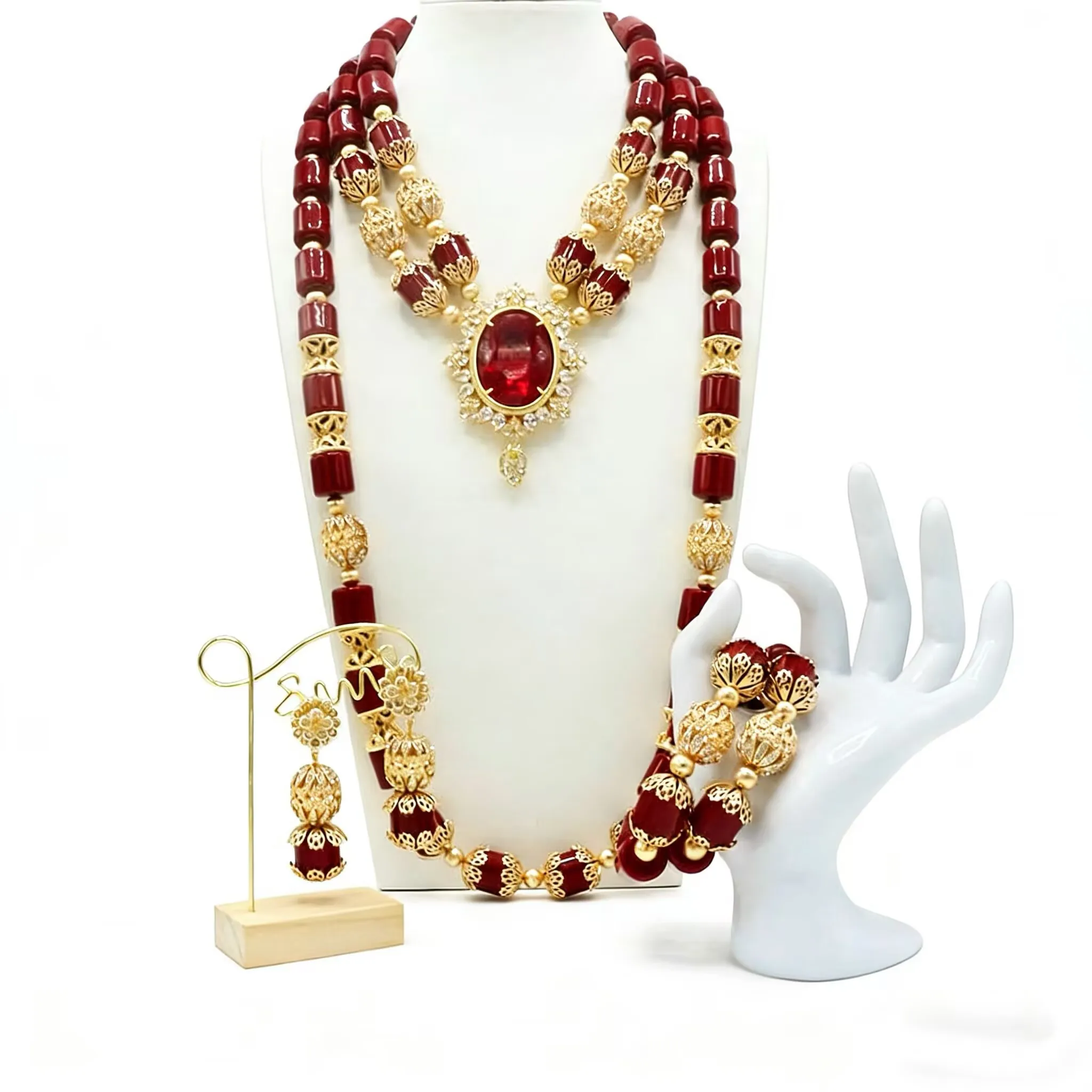 

Африканское многослойное длинное ожерелье с бусинами для чернокожих женщин, винтажное украшение в этническом стиле для свадьбы, выпускного или вечеринки