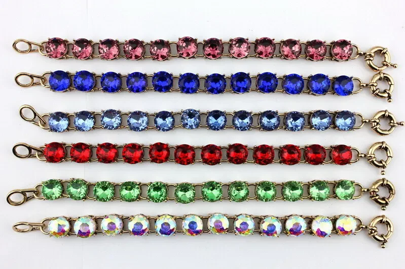 Classic Glass Crystal Gemstone Dot Bracelet Women Sparkly Rhinestones Stone Fashion Bangles Jewelry Wholesale