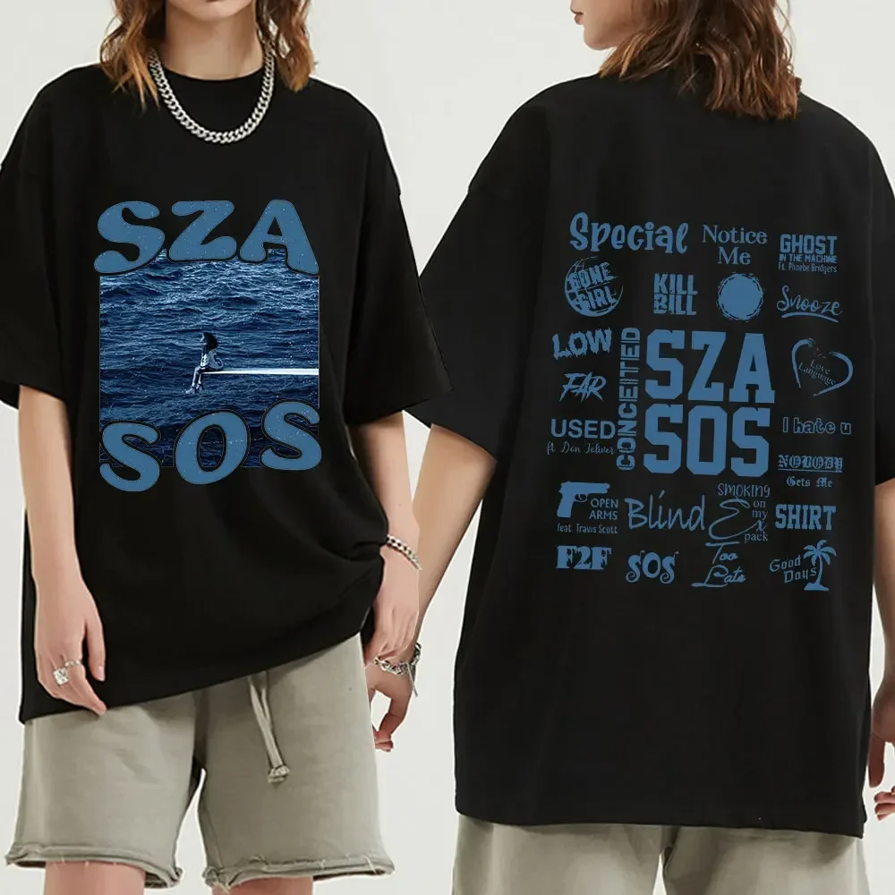 SZA New Music Album SOS T-shirt Men Women Vintage Good Days Graphic Oversize T-shirts Hip Hop Harajuku T Shirt Streetwear Unisex